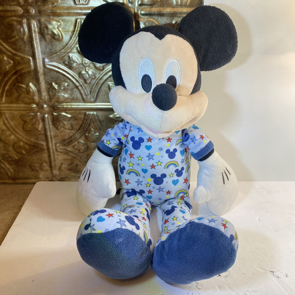 Disney Other - Disney Plush Mickey Mouse Just Play Blue Pajamas Rainbows Hearts 18” 2022